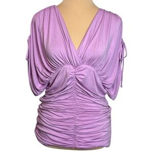 Karen Kane Lavender Purple Gathered Ruched Blouse Women’s Top Size XL Casual